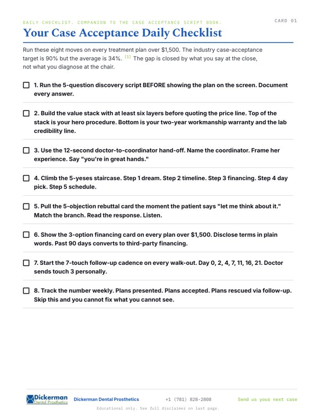 Cover of Case Acceptance Daily Checklist